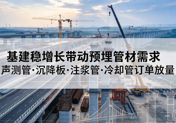 邹平基建稳增长带动预埋监测管材需求，声测管、沉降板、注浆管订单持续放量